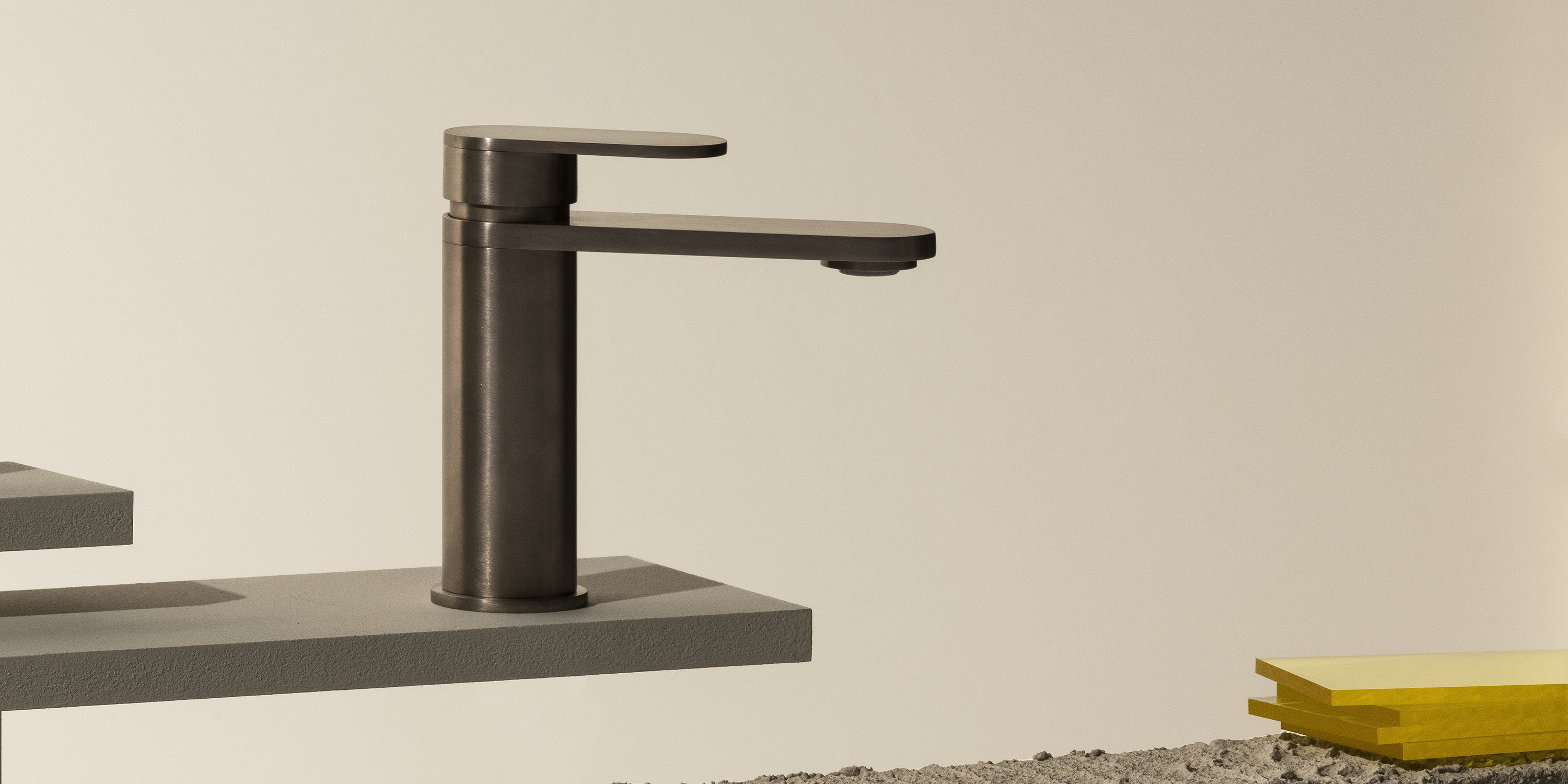 Zucchetti - 3 hole basin mixer. Calacatta gold marble handles. Zucchetti - 3 hole basin mixer. Calacatta gold marble handles.
