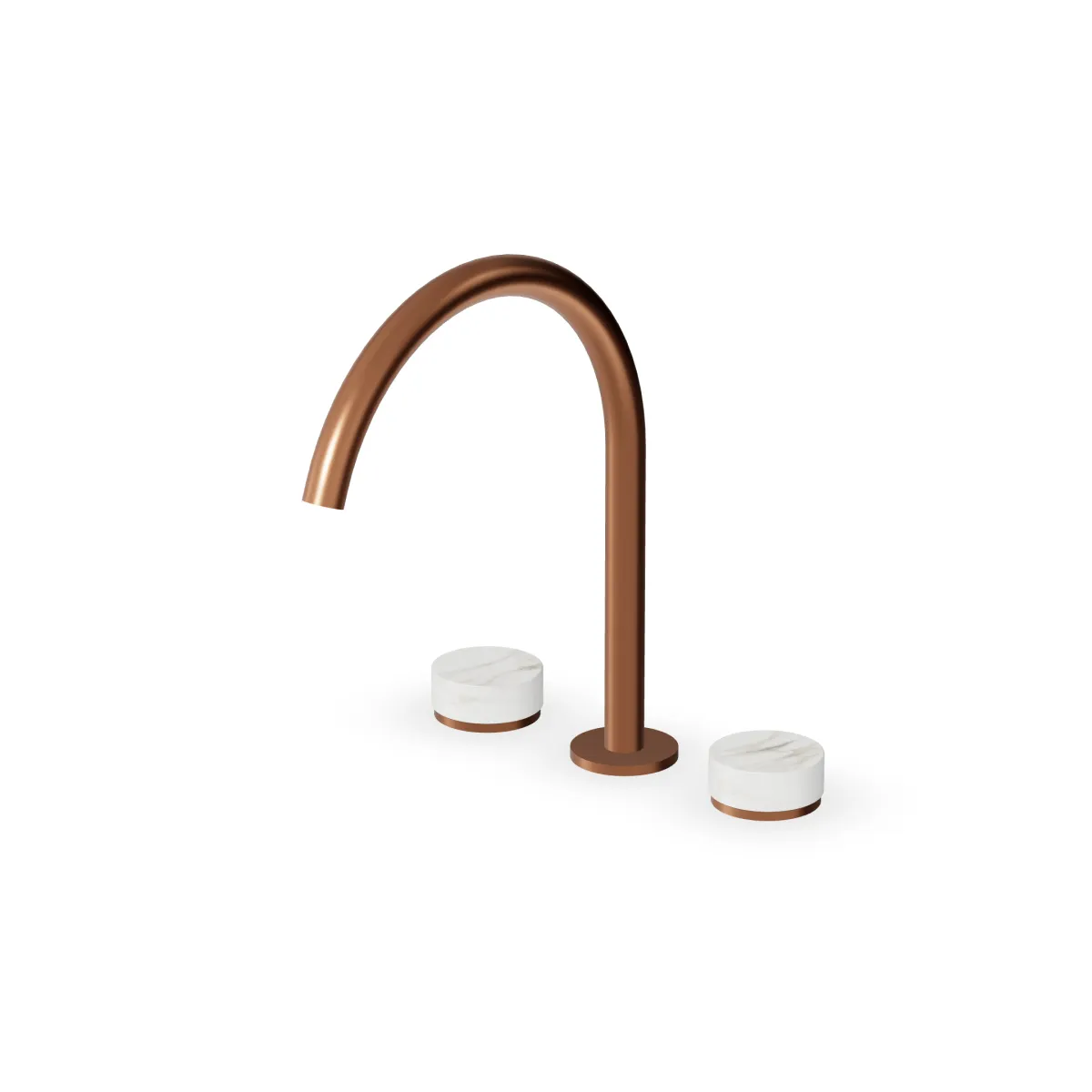 Zucchetti - 3 hole basin mixer. Calacatta gold marble handles.